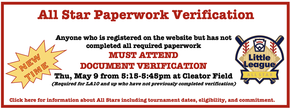 All Star Document Verification - 5/9 at 5:15pm